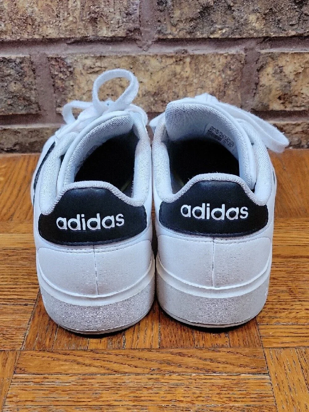Adidas Grand Court White Black 3 Stripe Lace Up Court Sneakers Men’s 7.5
